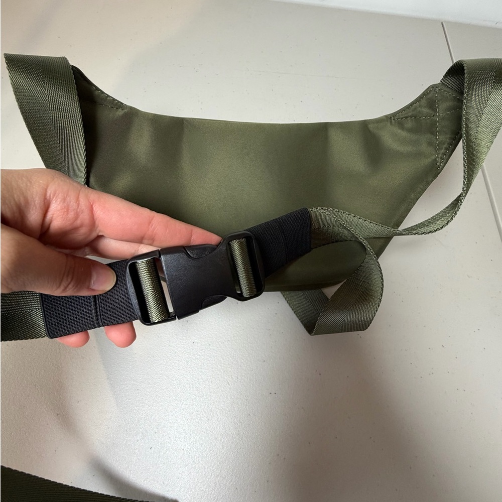 Bagging Rights Belt Bag - olive green with pink, orange, and chartreuse stripe. - Picture 7 of 7